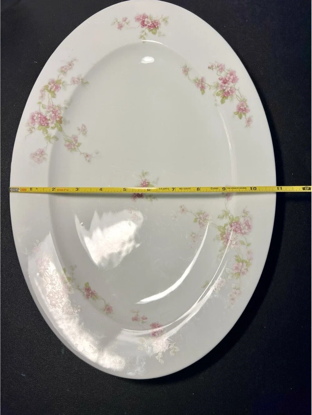O&EG Royal Austria 1900s Pink Floral Porcelain Oval Serving Platter, 16x11”